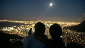 Meryl and I on top of Lion's Head, overlooking Cape Town after sunset...